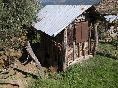 Modern six post structure in Albanian mountain village